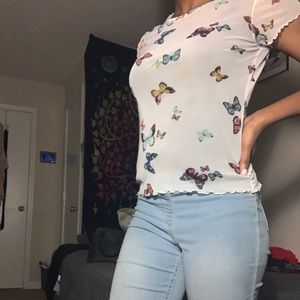 see through butterfly shirt